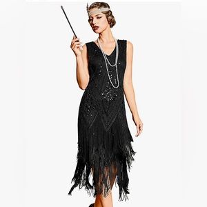 NWT 1920s black flapper dress - Large